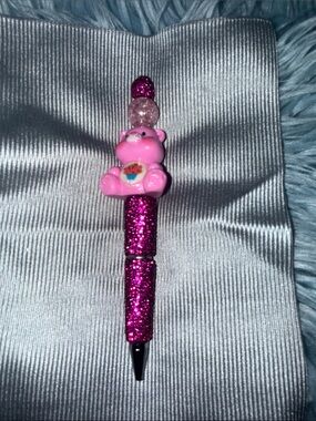 Pink Glitter Bear Topper Ballpoint Pen